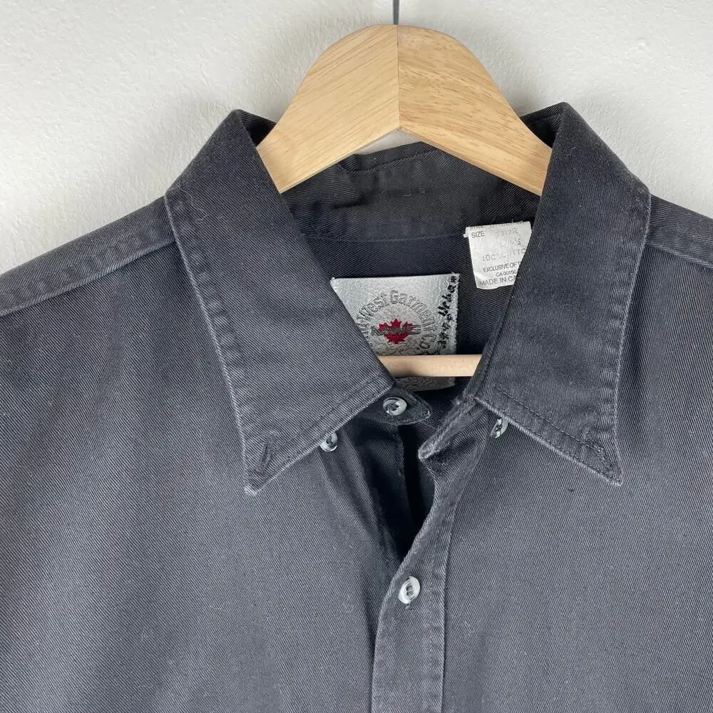 80s Vintage Mens Southwestern Embroidered Button Up Shirt Black Size L